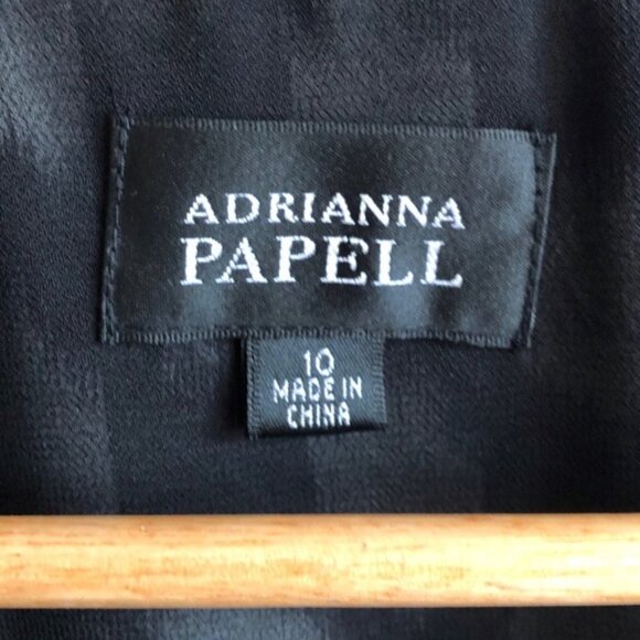 Adrianna Papell Sleeveless Ruffle Shift Dress Black White Geometric Size 10 - Picture 9 of 12